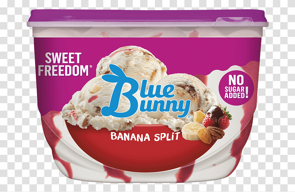 Sweet Freedom Banana Split Blue Bunny Monster Cookie Mash, Cream, Dessert, Food, Ice Cream Transparent Png
