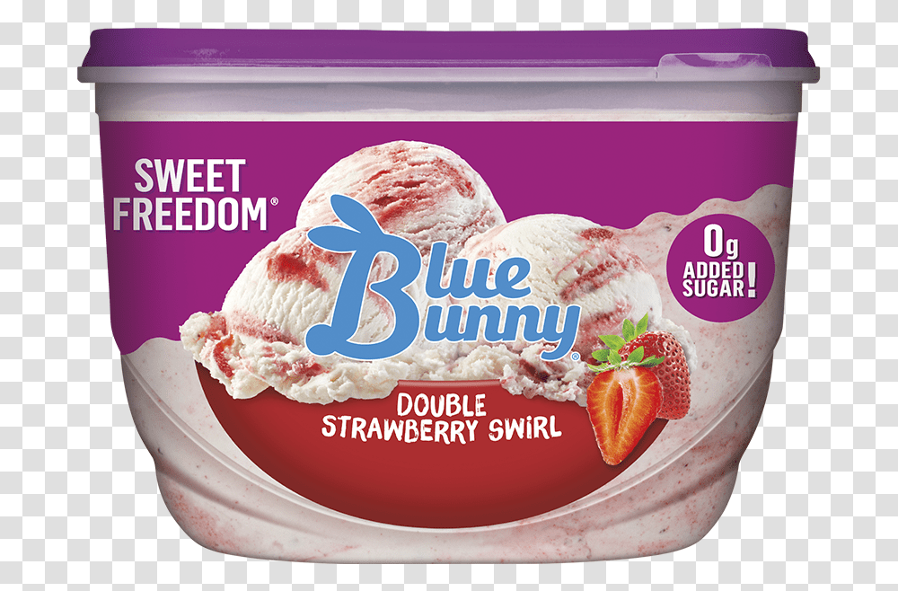Sweet Freedom Double Strawberry Swirl Blue Bunny Strawberry Ice Cream, Dessert, Food, Creme, Whipped Cream Transparent Png