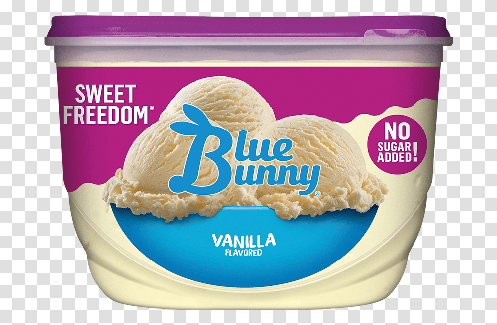 Sweet Freedom Vanilla Blue Bunny No Sugar Added Vanilla Ice Cream, Dessert, Food, Creme, Burger Transparent Png