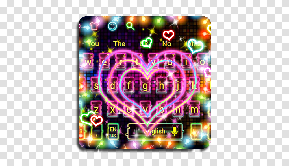 Sweet Heart Neon Keyboard - Google Play Heart, Light Transparent Png