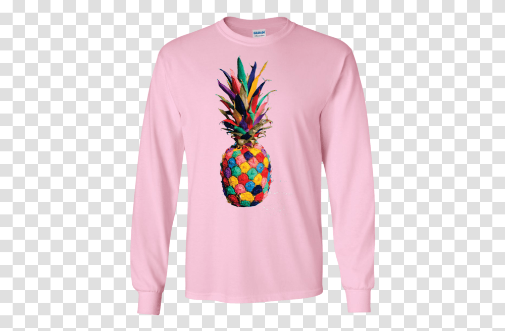 Sweet Life Guys Long Sleeve T Shirt Colorful Pineapple, Apparel, Fruit, Plant Transparent Png
