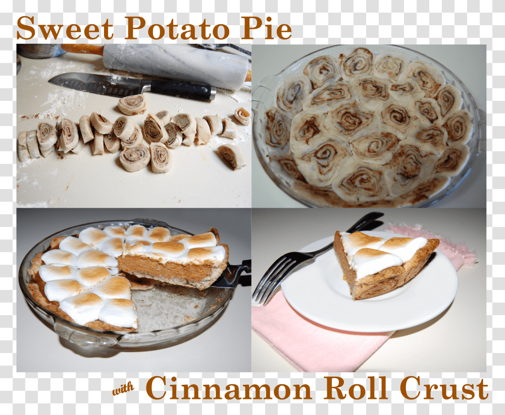 Sweet Potato Pie With Cinnamon Roll Crust Snack Cake, Fork, Cutlery, Dessert, Food Transparent Png