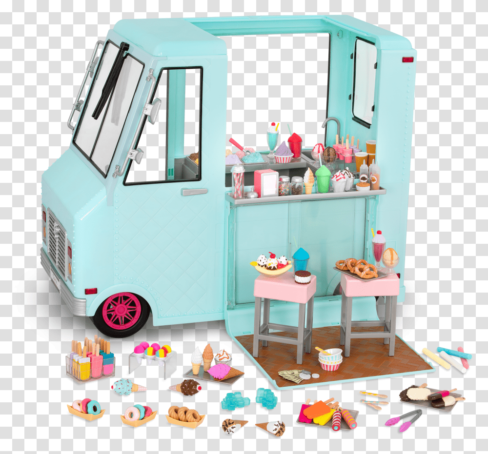 Sweet Stop Ice Cream Truck Blue Sweet Stop Ice Cream Truck Our Generation, Furniture, Vehicle, Transportation, Toy Transparent Png