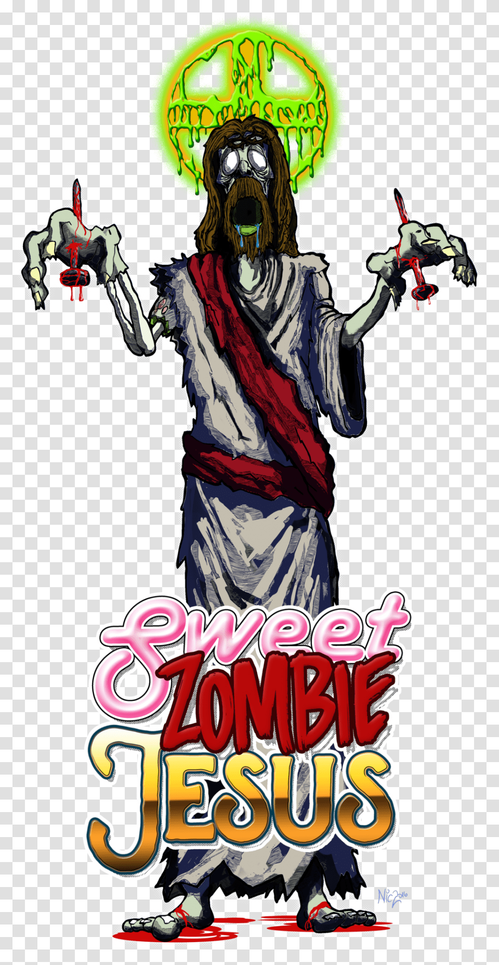 Sweet Zombie Jesus Final For Darks Poster, Person, Advertisement, Hand Transparent Png