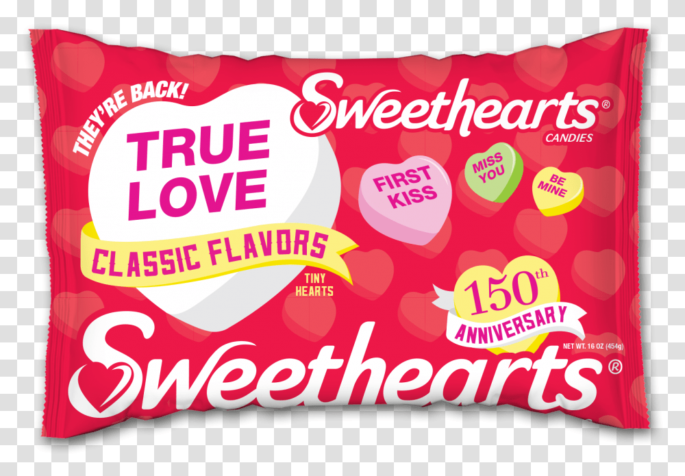 Sweethearts Classicflavor Laydownbag 150th Cushion, Food, Word, Candy Transparent Png