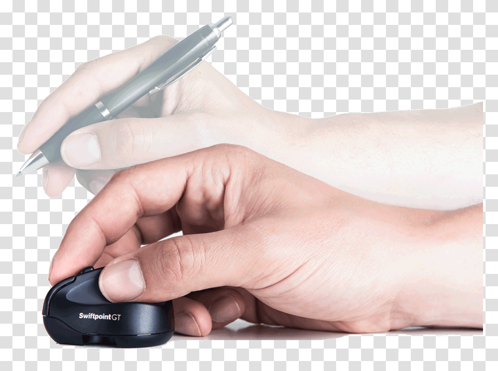 Swiftpoint Gt Mouse Hand Pengrip Tracpoint Mouse, Person, Human, Manicure, Nail Transparent Png