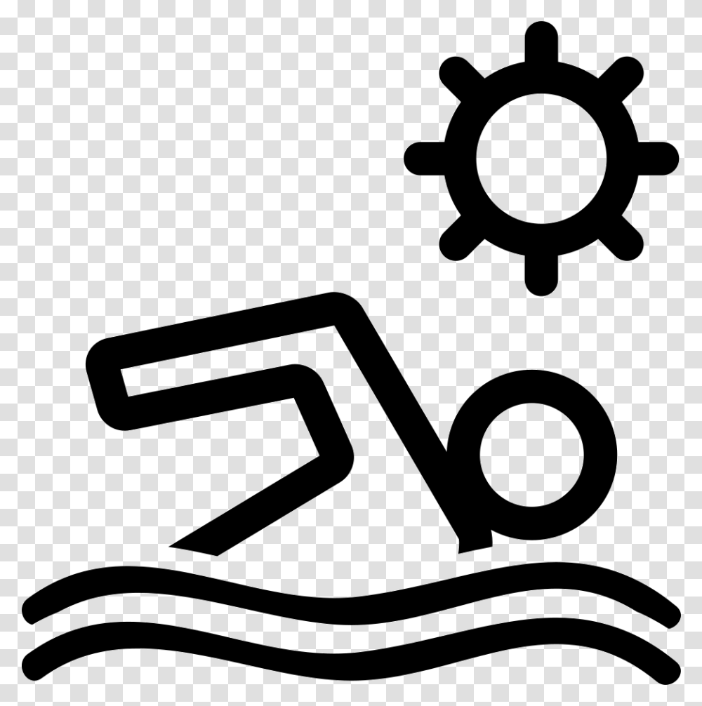 Swimmer In Water Waves Under The Sun Icono Nadador, Silhouette, Logo, Trademark Transparent Png