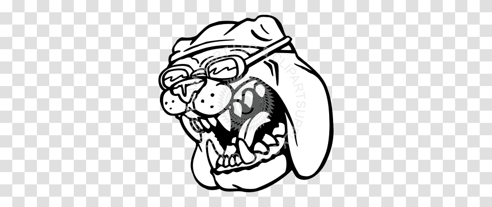 Swimming Bulldog Wearing Goggles, Drawing, Stencil, Doodle Transparent Png