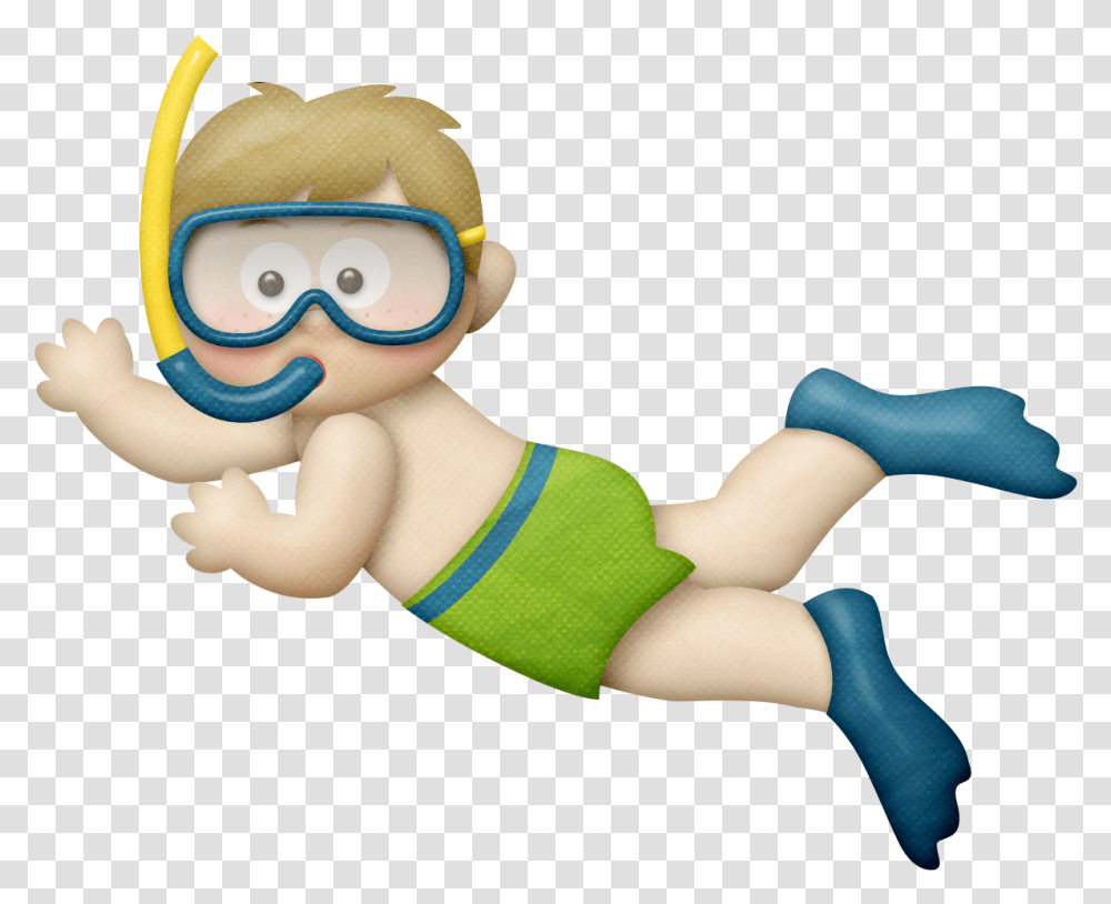 Swimming Clipart Menino Fundo Do Mar, Toy, Doll, Sock, Shoe Transparent Png