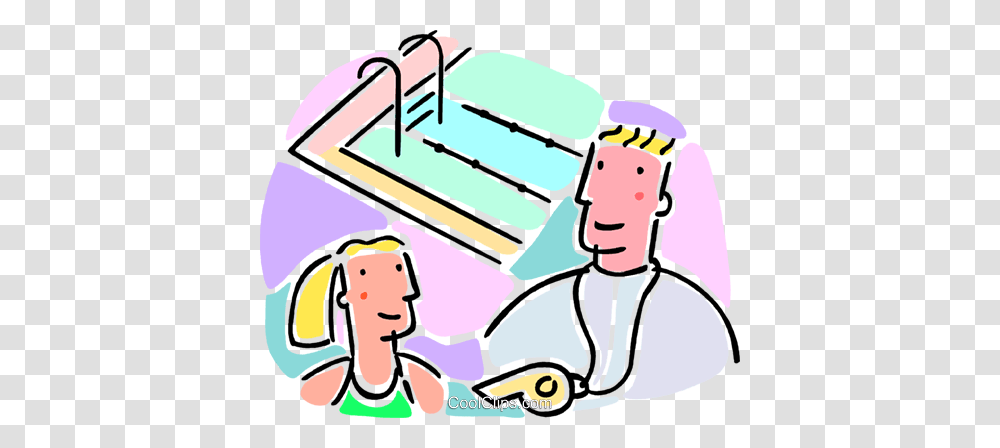 Swimming Coach And Swimmer Royalty Free Vector Clip Art, Drawing, Doodle, Washing Transparent Png