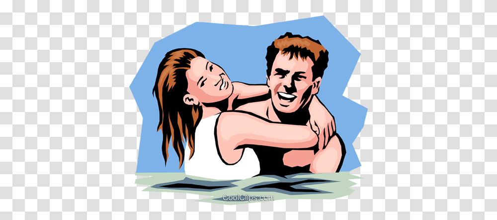 Swimming Couple Royalty Free Vector Clip Art Illustration Couple Swim Clipart, Person, Book, Hug, Dating Transparent Png