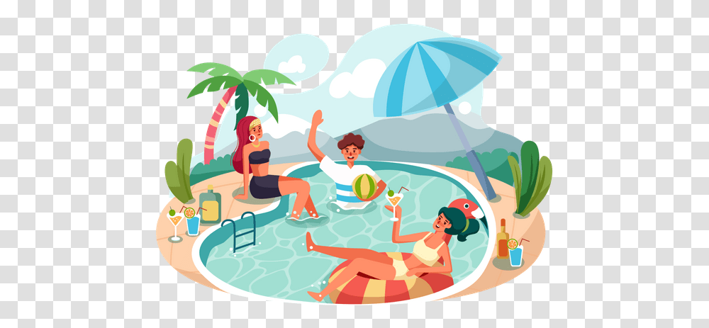 Swimming Pool Party Illustration People Swimming Pool Party, Water, Vacation, Person, Outdoors Transparent Png