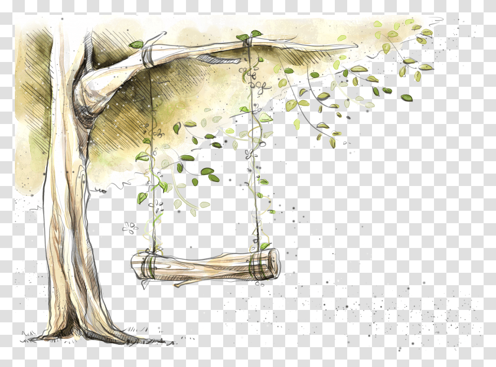 Swing Designer Tree Watercolor Tree Branch, Advertisement, Poster, Paper, Collage Transparent Png