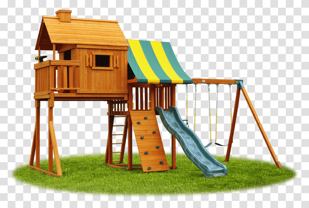 Swing Set Features Playground Slide, Grass, Plant, Outdoor Play Area, Toy Transparent Png
