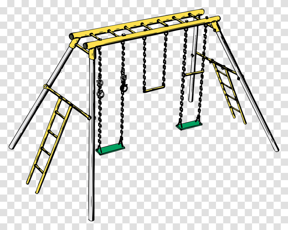 Swing Set Playground Toys Kids Play Fun Childhood Playground Clip Art, Utility Pole, Construction Crane, Fence, Plot Transparent Png