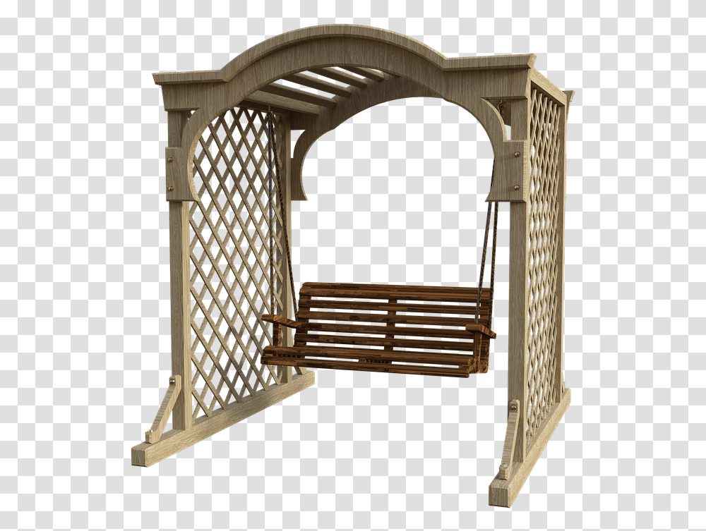 Swing Trellis Outdoors Wooden Lattice Country Arch, Architecture, Building, Toy, Staircase Transparent Png