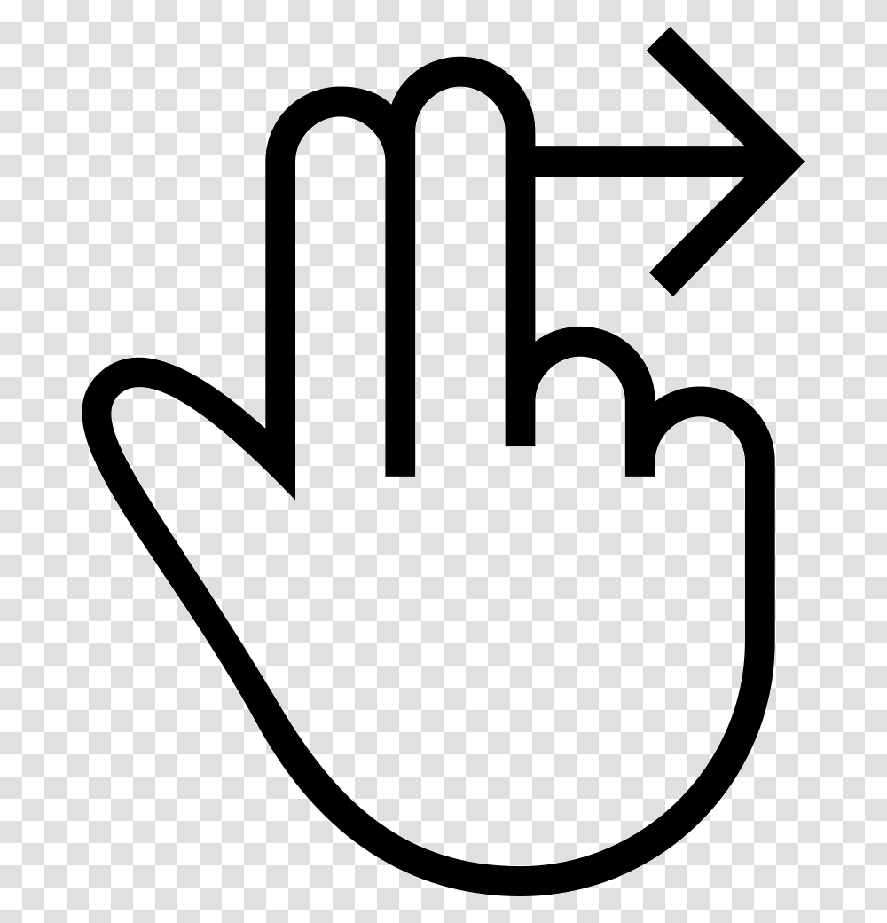 Swipe Right Two Fingers Gesture Outlined Hand Symbol Hand Icon White, Stencil, Antelope, Wildlife, Mammal Transparent Png