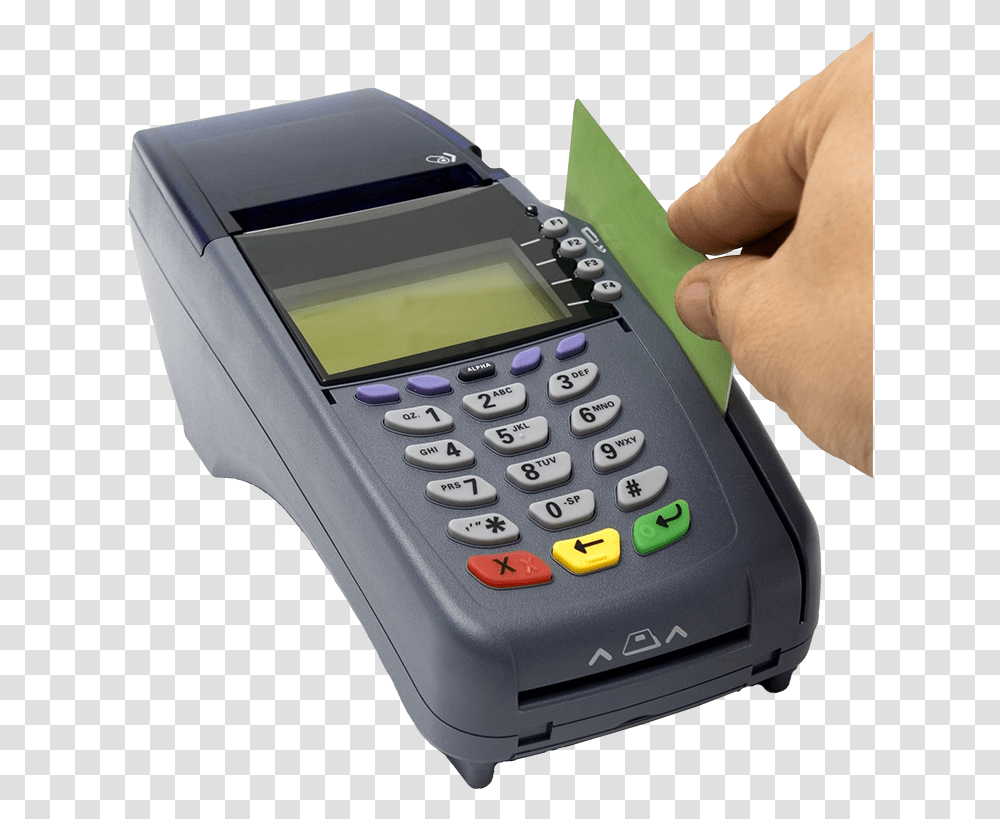 Swiping A Card Through A Pos Machine Card Swipe Machine, Person, Human, Electronics Transparent Png