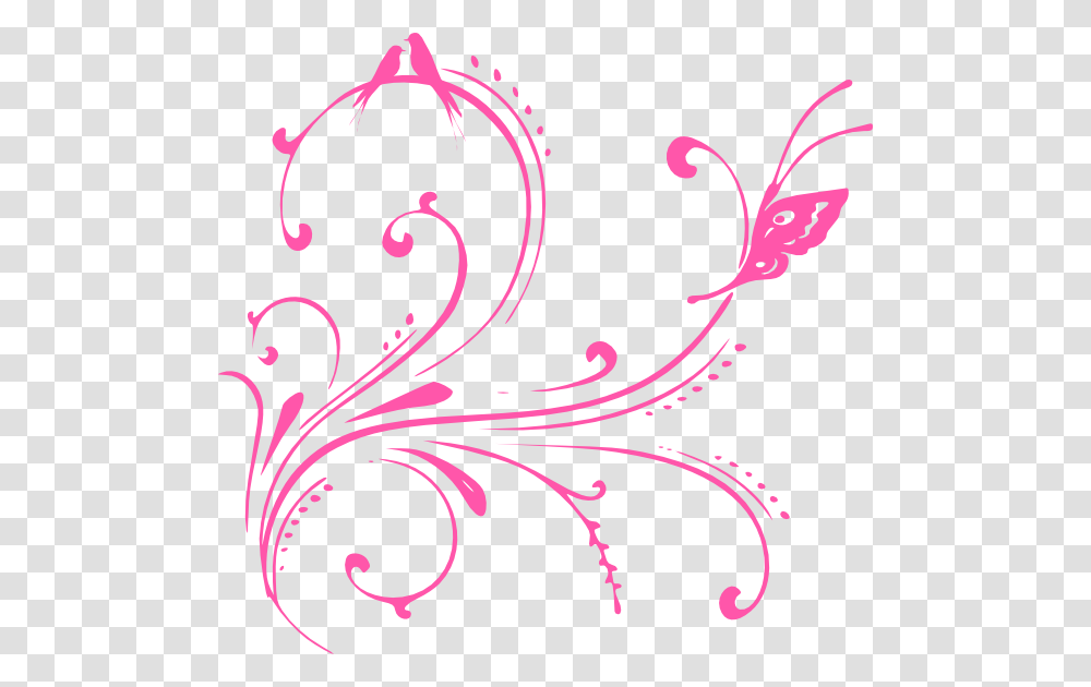 Swirls Clipart Vector Pink Butterfly, Floral Design, Pattern, Plant Transparent Png
