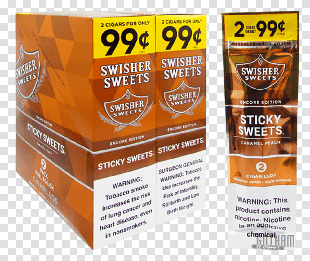 Swisher Sweets Cigarillos Sticky Sweet Box, Advertisement, Poster, Bottle, Flyer Transparent Png