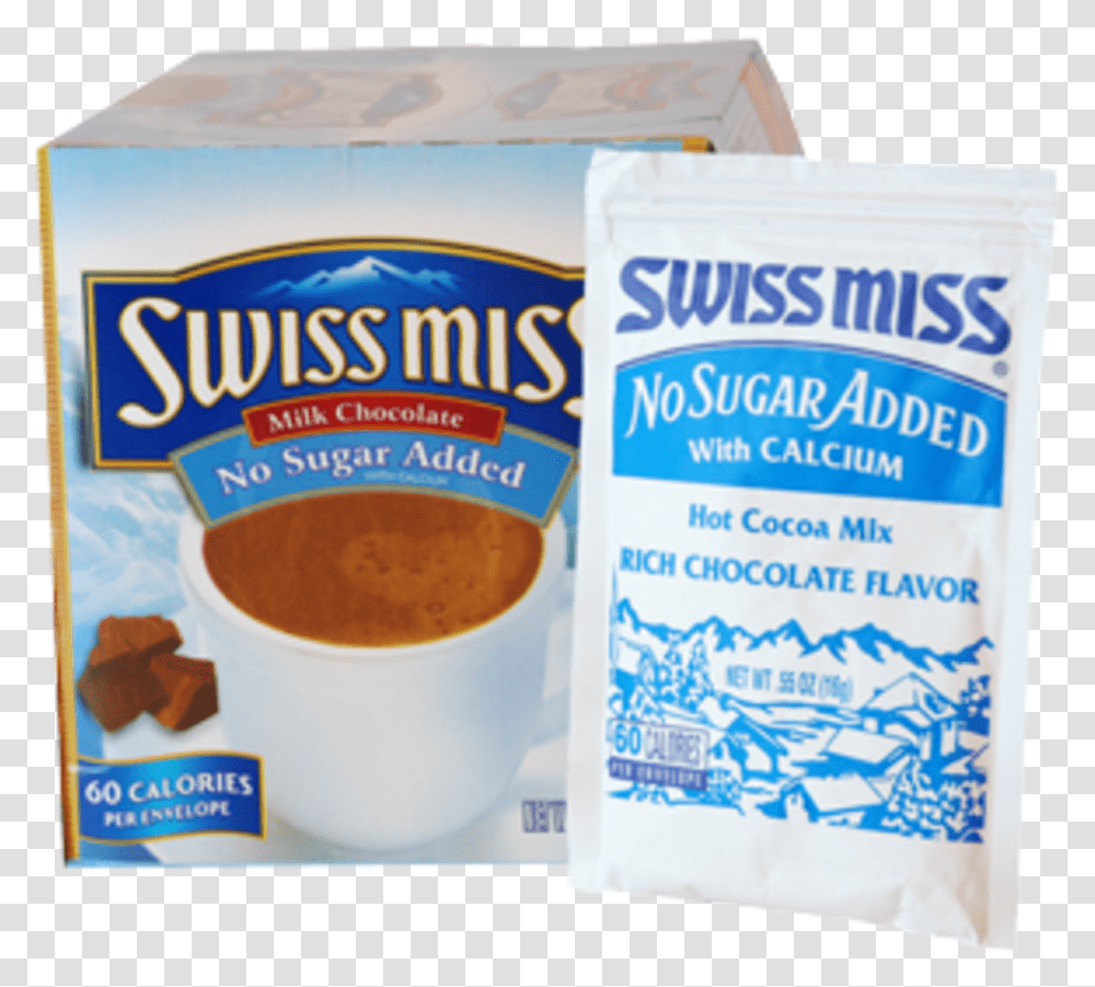 Swiss Miss Hot Cocoa Mix No Sugar Added Swiss Miss Hot Chocolate, Food, Powder, Flour, Cup Transparent Png