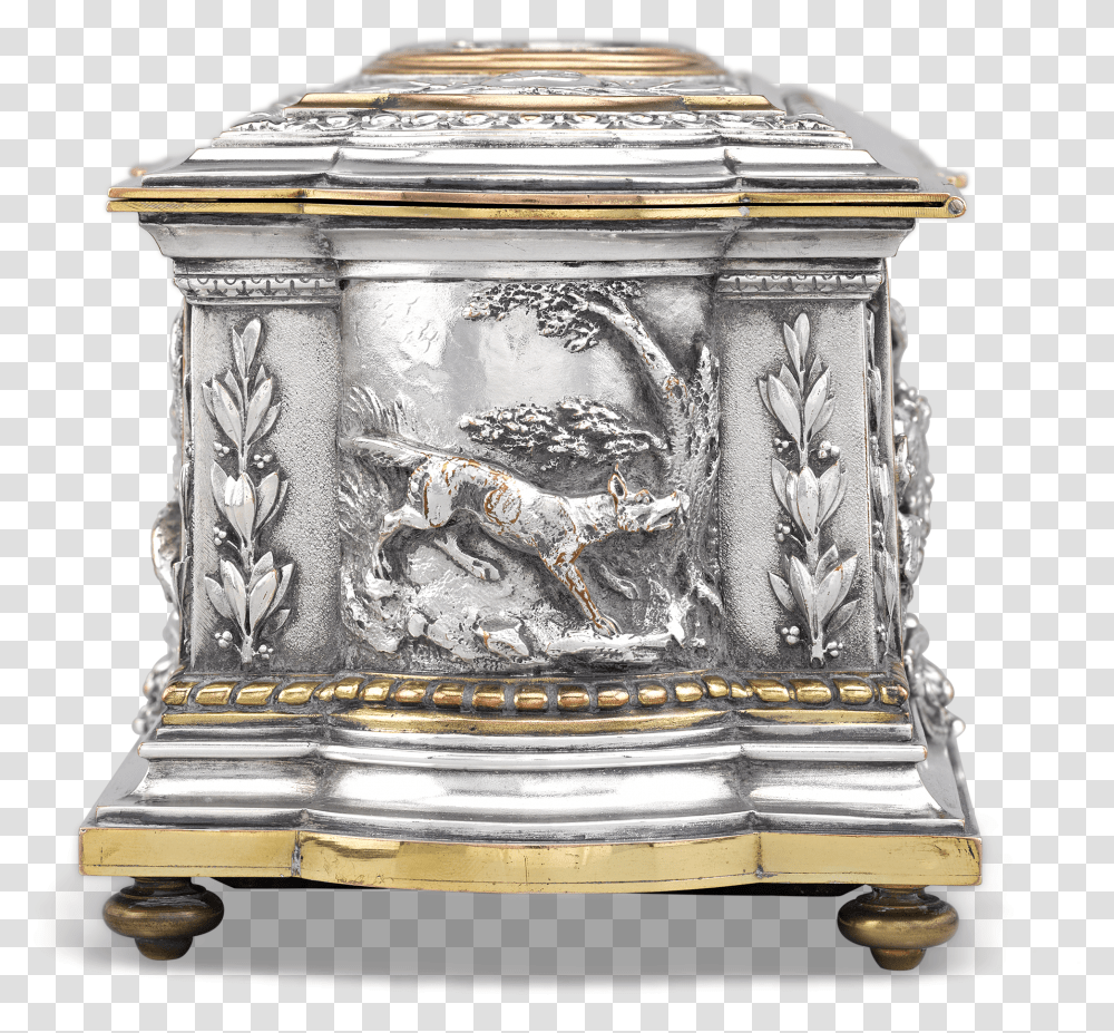Swiss Silvered Bronze Musical Jewelry Box Antique Transparent Png