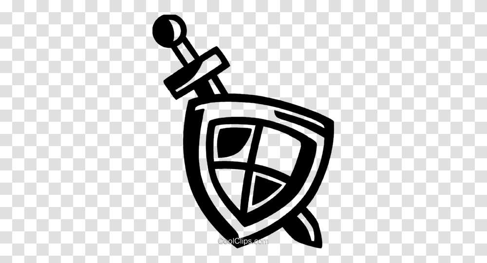 Sword And Shield Royalty Free Vector Clip Art Illustration, Stencil, Weapon, Weaponry Transparent Png