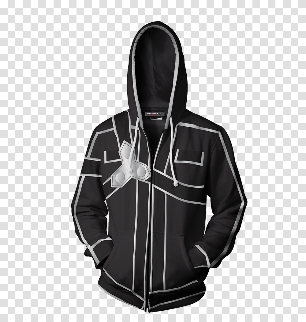 Sword Art Online Kirito Cosplay Zip Up Hoodie Jacket Hoodie, Apparel, Sweatshirt, Sweater Transparent Png