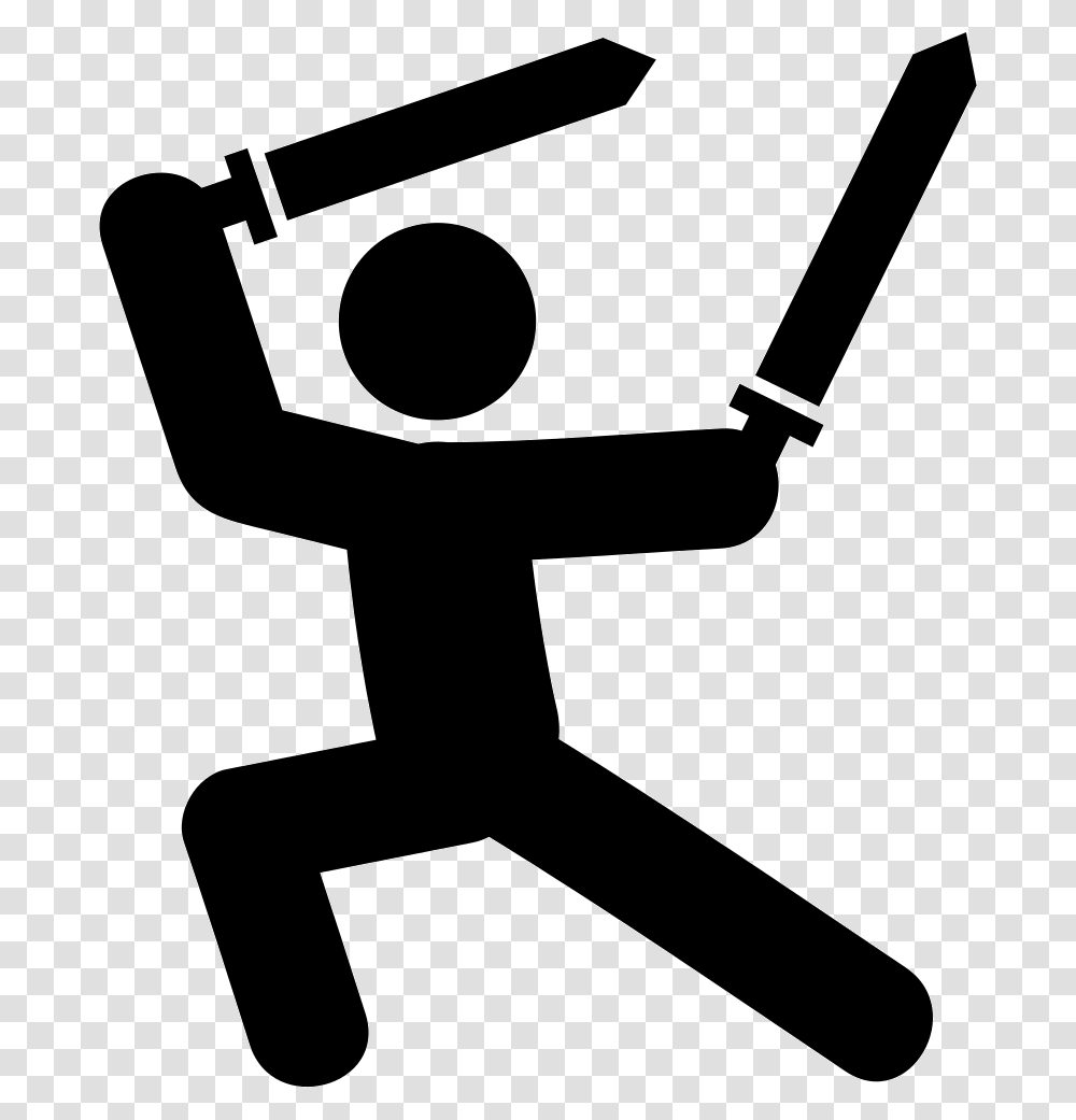 Sword Black Man With A Sword Icon, Hammer, Tool, Silhouette, Tripod Transparent Png