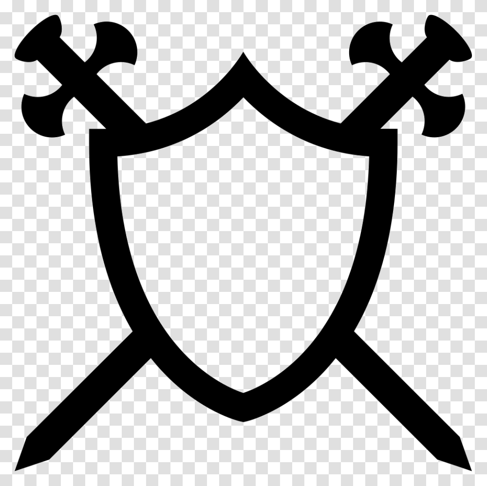 Sword Cross Shield With 2 Swords, Armor, Stencil Transparent Png