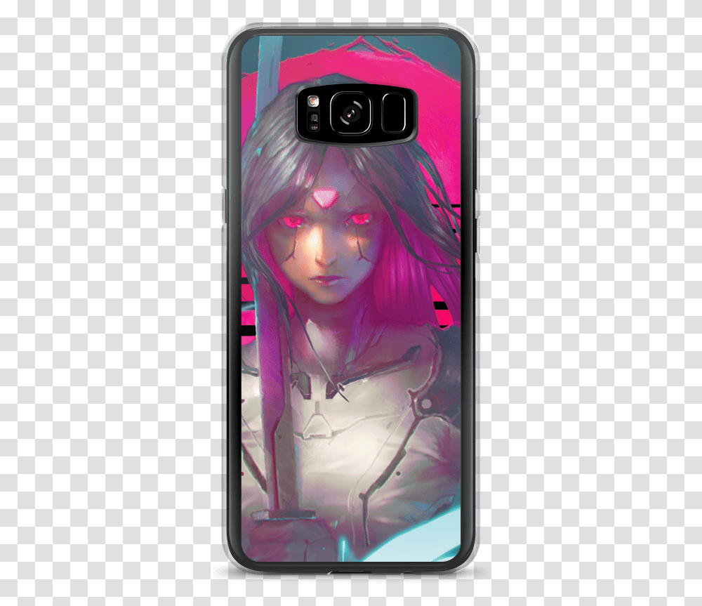 Sword Girl Tshirt Front Deisgn V3 Mockup Case On Phone Iphone, Mobile Phone, Electronics, Cell Phone, Person Transparent Png