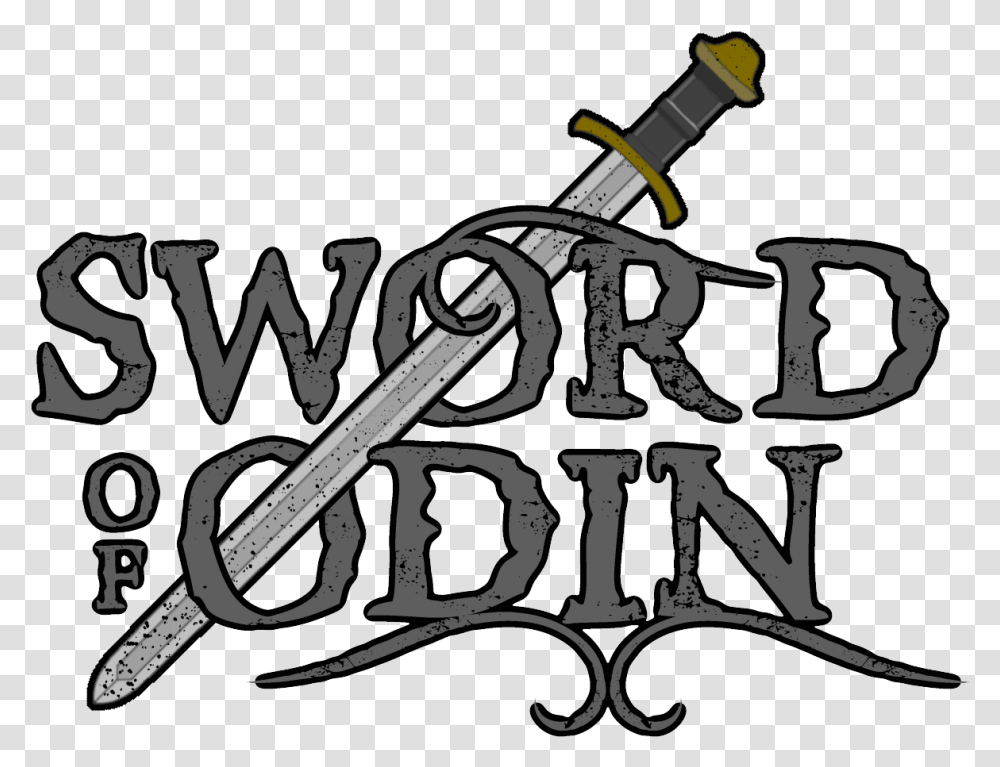 Sword Of Odin Illustration, Text, Gun, Weapon, Blade Transparent Png