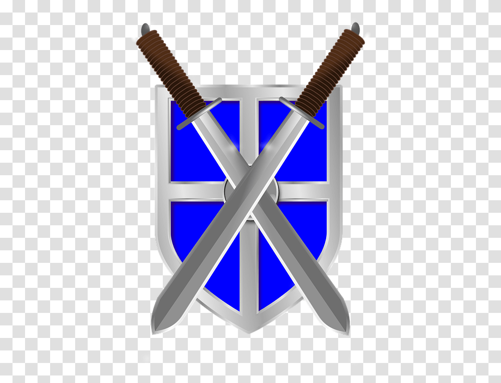 Swords Shield Crossed Blue Weapons Medieval Armor Ancient Rome Sword And Shield, Blade, Weaponry Transparent Png
