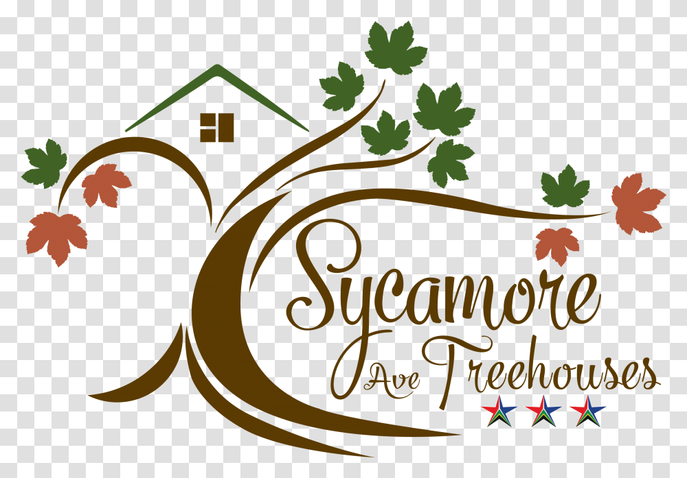 Sycamore Avenue Treehouse Accommodation Clip Art Sycamore Tree With House, Graphics, Text, Floral Design, Pattern Transparent Png