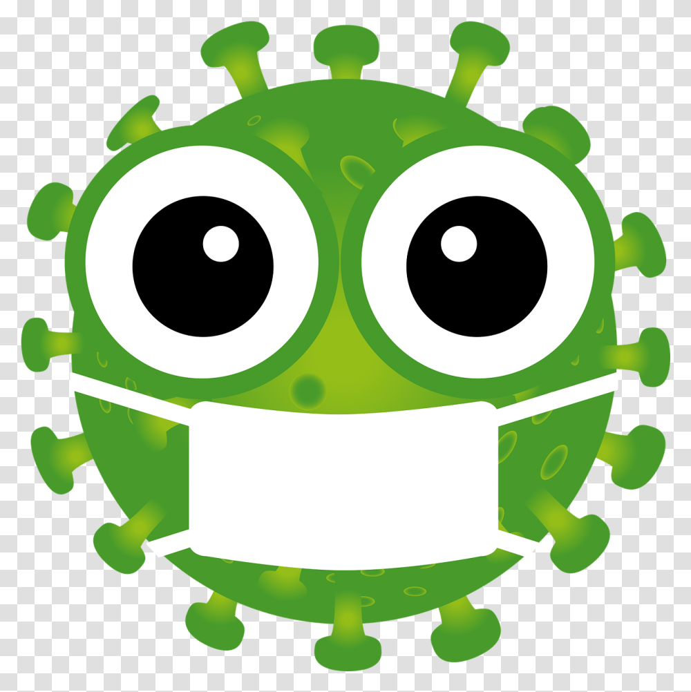 Symbol Face Mask Cartoon Coronavirus Cartoon, Graphics, Green, Plant, Doodle Transparent Png