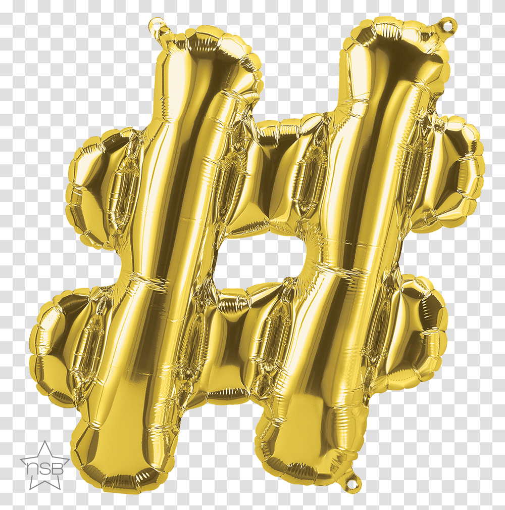 Symbol Hashtag Gold Foil Balloon 59909 Each Pkgd, Clothing, Apparel, Leisure Activities, Bronze Transparent Png