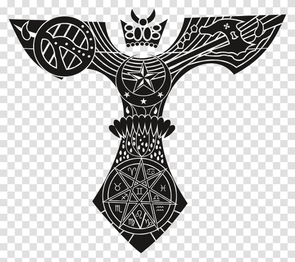 Symbol Teomachia Larp Mystic Vector Moon White Power Tattoo, Cross, Emblem, Pillar, Architecture Transparent Png