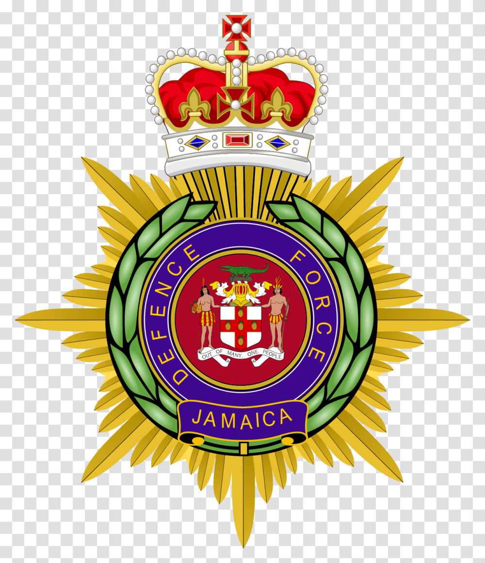 Symbols Of Different Divisions Of The Defence Jamaica Defence Force Logo, Trademark, Badge, Emblem, Person Transparent Png