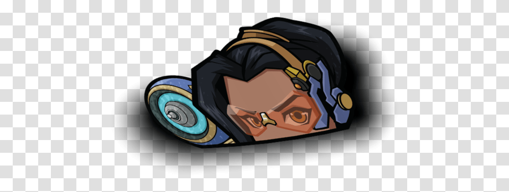 Symmetra Architect Peeker Sticker Cartoon, Helmet, Clothing, Meal, Goggles Transparent Png