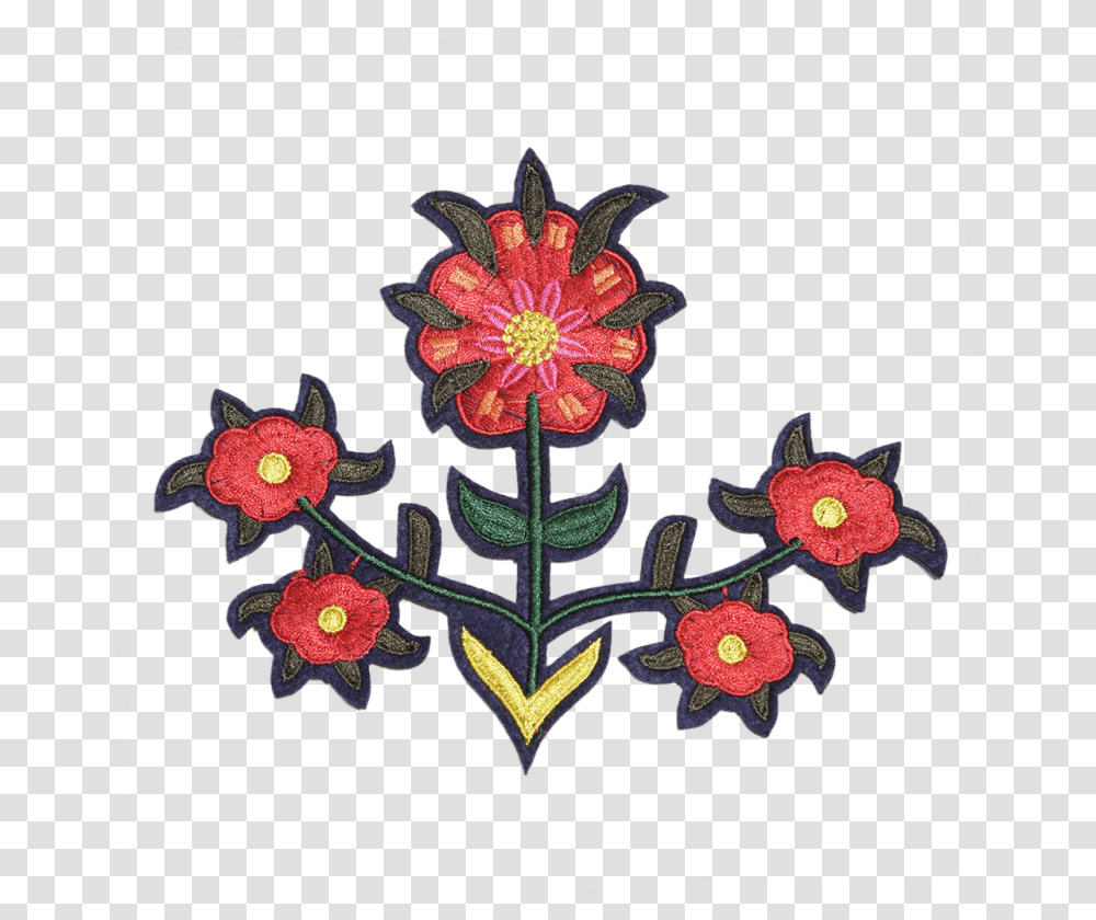 Symmetrical Flower Pattern Embroidery Patch Artificial Flower, Ornament, Floral Design, Fractal Transparent Png