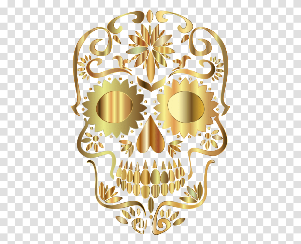 Symmetrybonecalavera Clipart Royalty Free Svg Gold Sugar Skull, Chandelier, Lamp, Pattern, Dragon Transparent Png