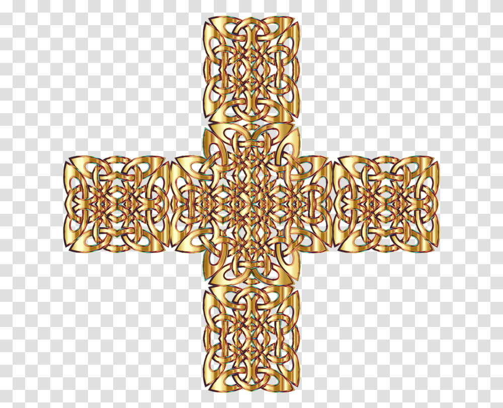 Symmetrysymbolcross Clipart Royalty Free Svg Gold Celtic Knot, Crucifix, Chandelier, Lamp Transparent Png