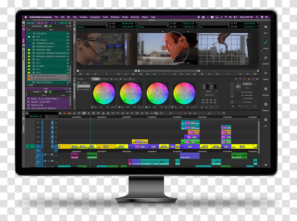 Symphony Software Interface Showing Skin Tone Being Avid Video Editing, Monitor, Screen, Electronics, LCD Screen Transparent Png