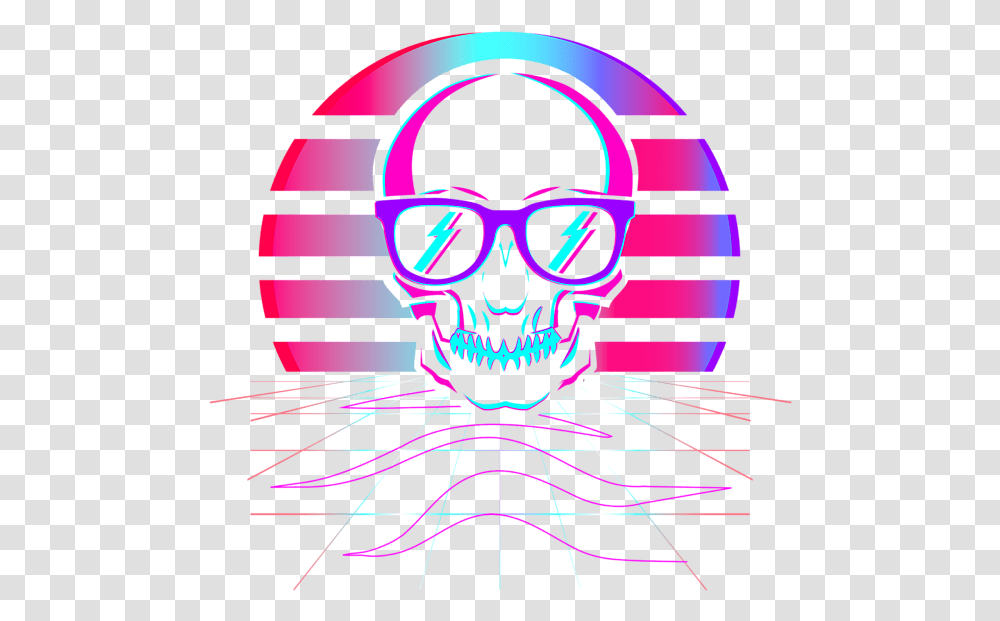 Synth Pop 80s 90s Aesthetic Skull Retro Vaporwave Design Print Beach Towel Dot, Light, Neon, Sunglasses, Accessories Transparent Png