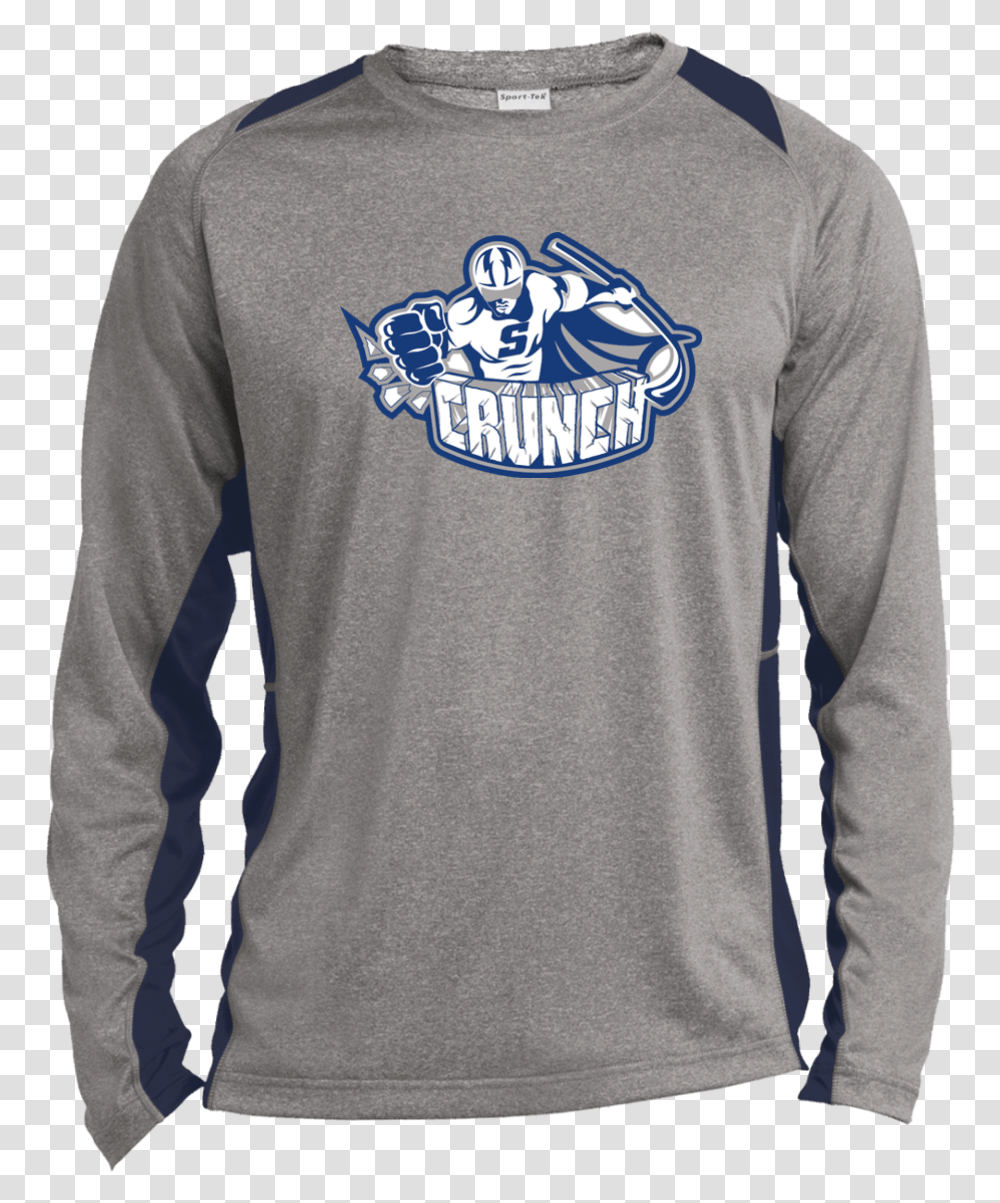 Syracuse Crunch Adult Long Sleeve Heather Colorblock Justified T Shirt, Apparel, Person, Human Transparent Png
