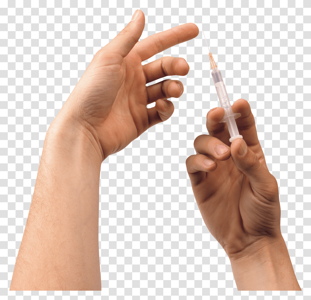 Syringe In Hand Jeringas En La Mano, Person, Human, Injection, Finger Transparent Png