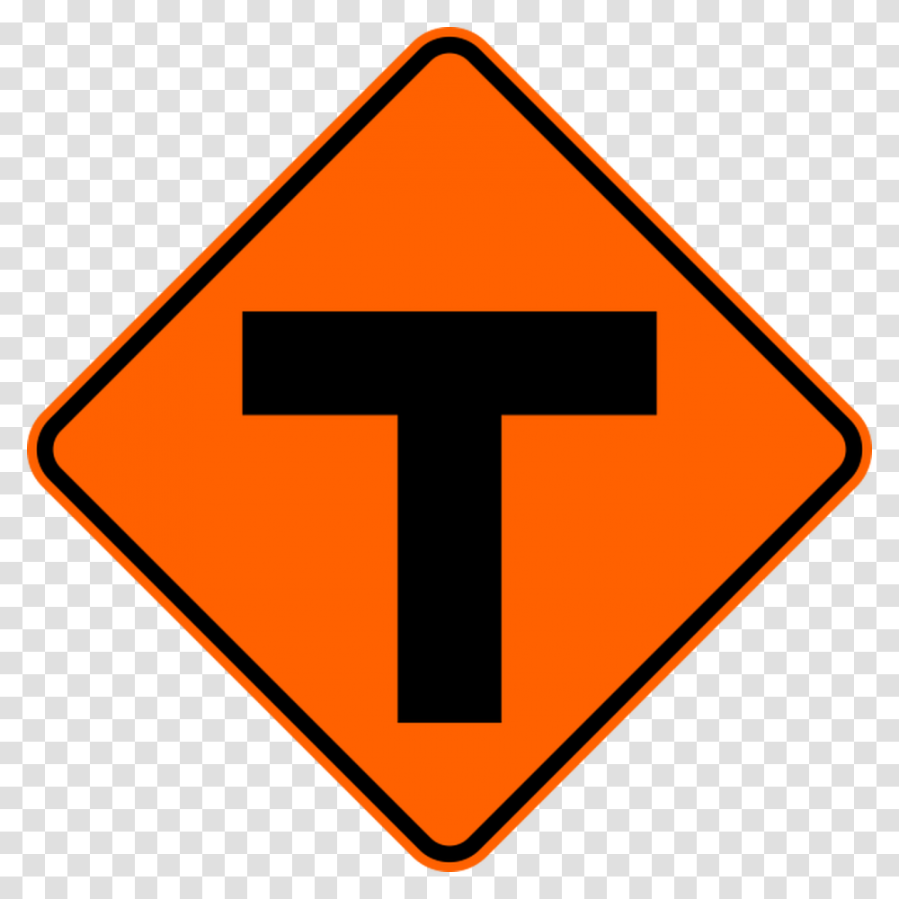 T Intersection Warning Trail Sign Orange Schwimmabzeichen Pinguin, Road Sign, Stopsign Transparent Png