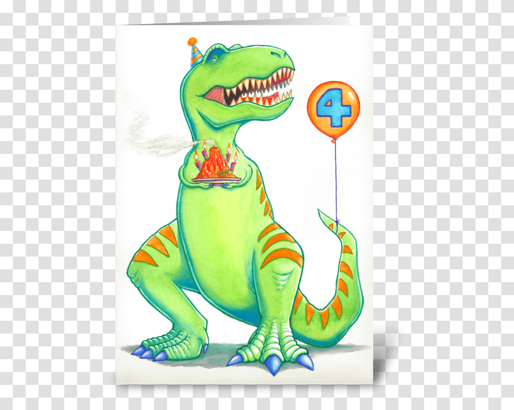 T Rex Birthday Greeting Card Cartoon, Animal, Reptile, Dinosaur, Mammal Transparent Png