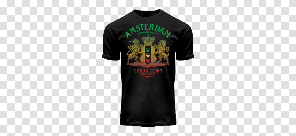 T Shirt Amsterdam Ganja Town Black Light Effect Active Shirt, Clothing, Apparel, Sleeve, T-Shirt Transparent Png