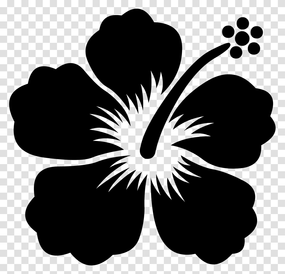 T Shirt Flower Malaysia Sticker Clip Art Black Background Hibiscus Clip Art, Number, Silhouette Transparent Png